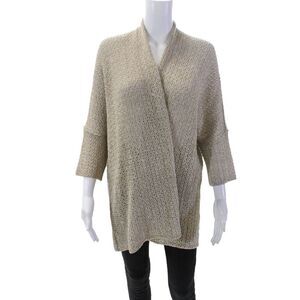 Anne Claire Womens Short Sleeves Wrap Sweater Beige Gold Cotton Size EUR 42